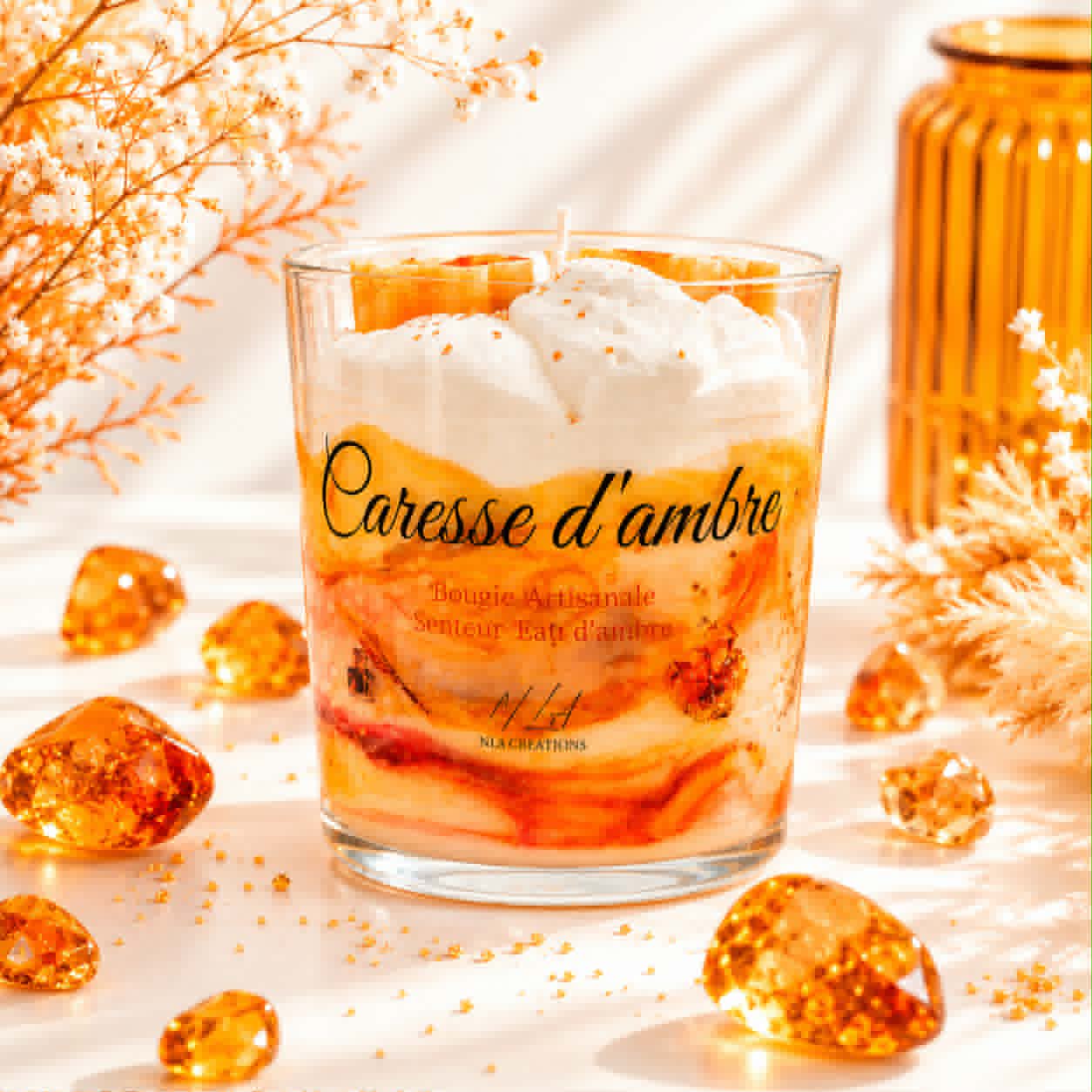 Bougie "Caresse d'ambre" senteur eau d’ambre