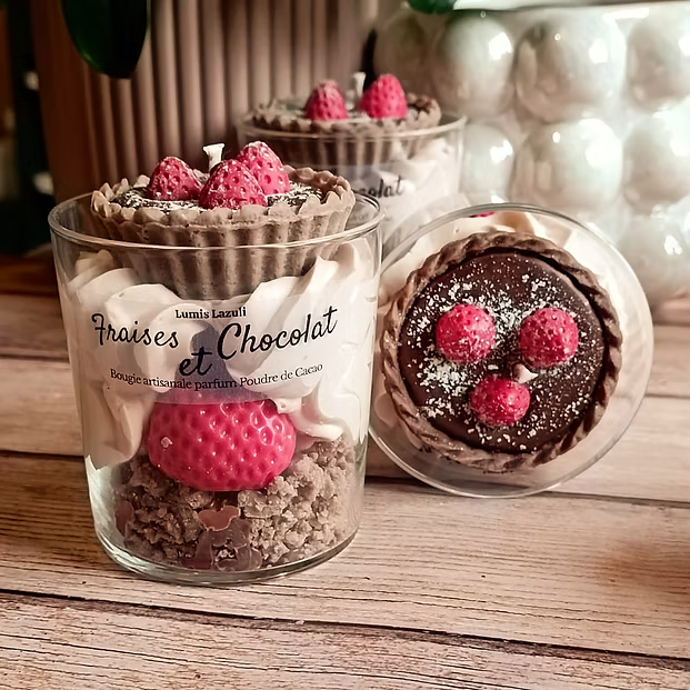 Bougie Gourmande  Fraises et chocolat