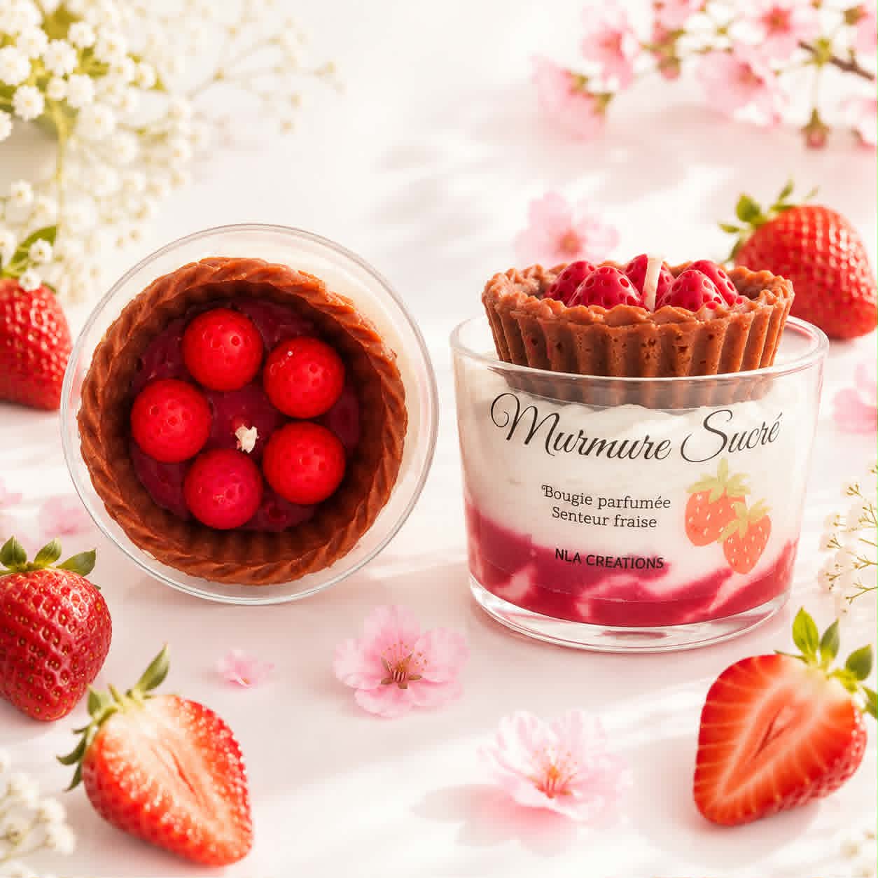 Bougie gourmande "Murmure sucré" Senteur Fraise