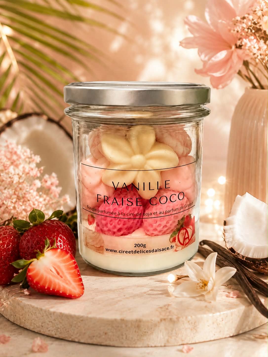 Bougie Gourmande Vanille Fraise Coco